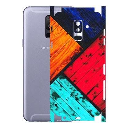 Samsung A/S Series Phone Skins (All Models) - Colourful Wood Panels Abstract - 3D Embossed Finish (L-09) Samsung Galaxy A6 Plus 2018
