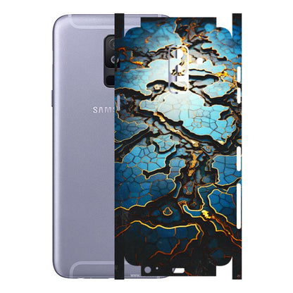 Samsung A/S Series Phone Skins (All Models) - Blue Gold Abstract - 3D Embossed Finish (L-11) Samsung Galaxy A6 Plus 2018