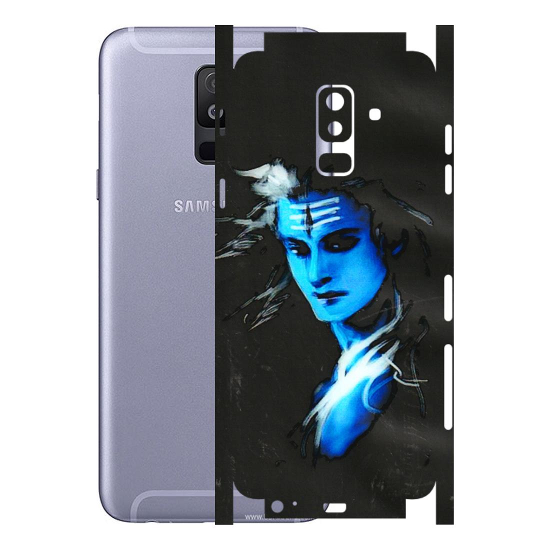 Samsung A/S Series Phone Skins (All Models) - Har Har Mahadev Blue/Black - 3D Embossed Finish (L-185) Samsung Galaxy A6 Plus 2018