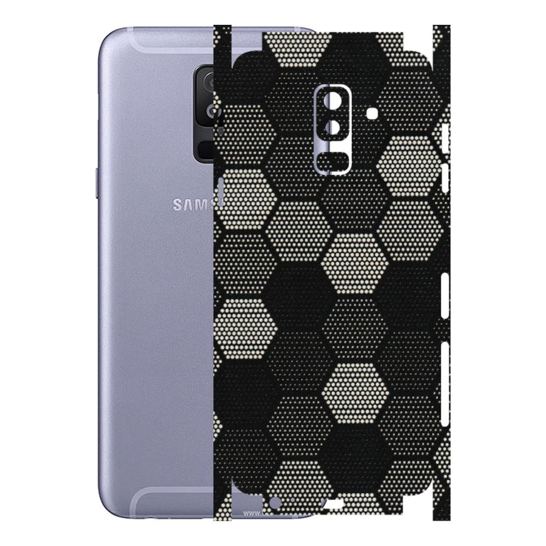 Samsung A/S Series Phone Skins (All Models) - Black & White Dotted Honeycomb Texture - 3D Embossed Finish (L-202) Samsung Galaxy A6 Plus 2018