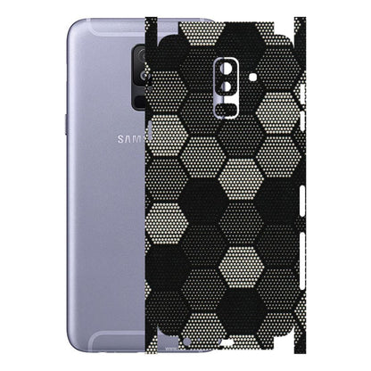 Samsung A/S Series Phone Skins (All Models) - Black & White Dotted Honeycomb Texture - 3D Embossed Finish (L-202) Samsung Galaxy A6 Plus 2018