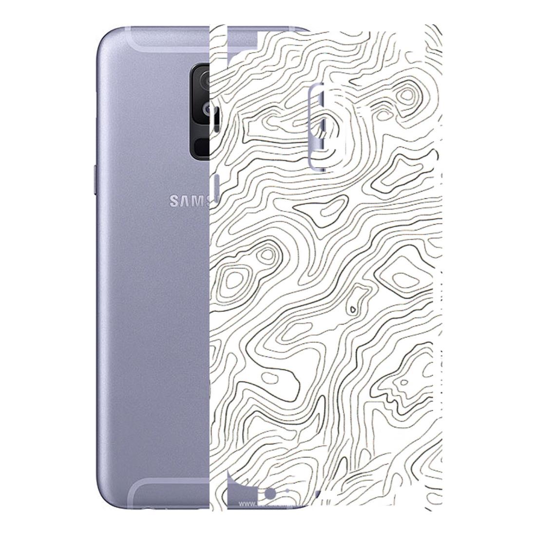 Samsung A/S Series Phone Skins (All Models) - White Black Swirls - 3D Embossed Finish (L-219) Samsung Galaxy A6 Plus 2018