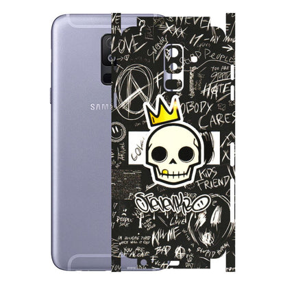 Samsung A/S Series Phone Skins (All Models) - Funny Skull Black Chalk Grafitti - 3D Embossed Finish (L-22) Samsung Galaxy A6 Plus 2018