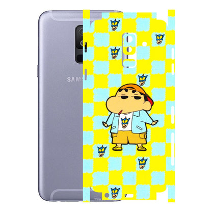Samsung A/S Series Phone Skins (All Models) - Yellow Blue Shinchan Cute - 3D Embossed Finish (L-221) Samsung Galaxy A6 Plus 2018
