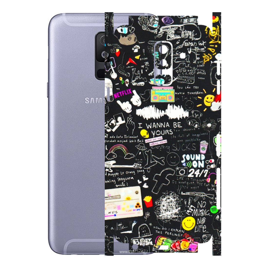 Samsung A/S Series Phone Skins (All Models) - Black Creatives Doodles - 3D Embossed Finish (L-311) Samsung Galaxy A6 Plus 2018