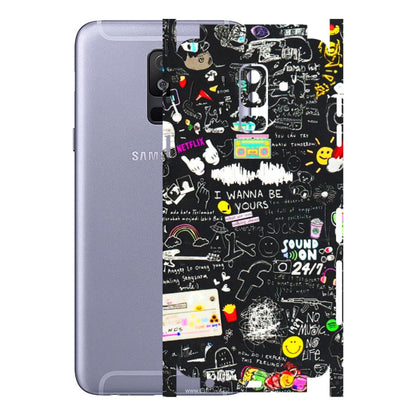 Samsung A/S Series Phone Skins (All Models) - Black Creatives Doodles - 3D Embossed Finish (L-311) Samsung Galaxy A6 Plus 2018