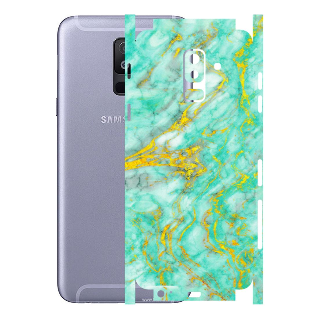 Samsung A/S Series Phone Skins (All Models) - Green And Gold Marble Feel - Matte Finish (M-16) Samsung Galaxy A6 Plus 2018