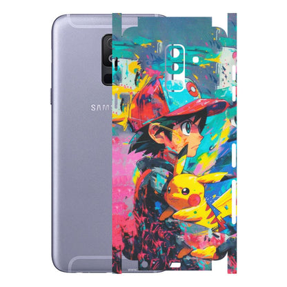 Samsung A/S Series Phone Skins (All Models) - Ash & Pikachu - Matte Finish (M-26) Samsung Galaxy A6 Plus 2018