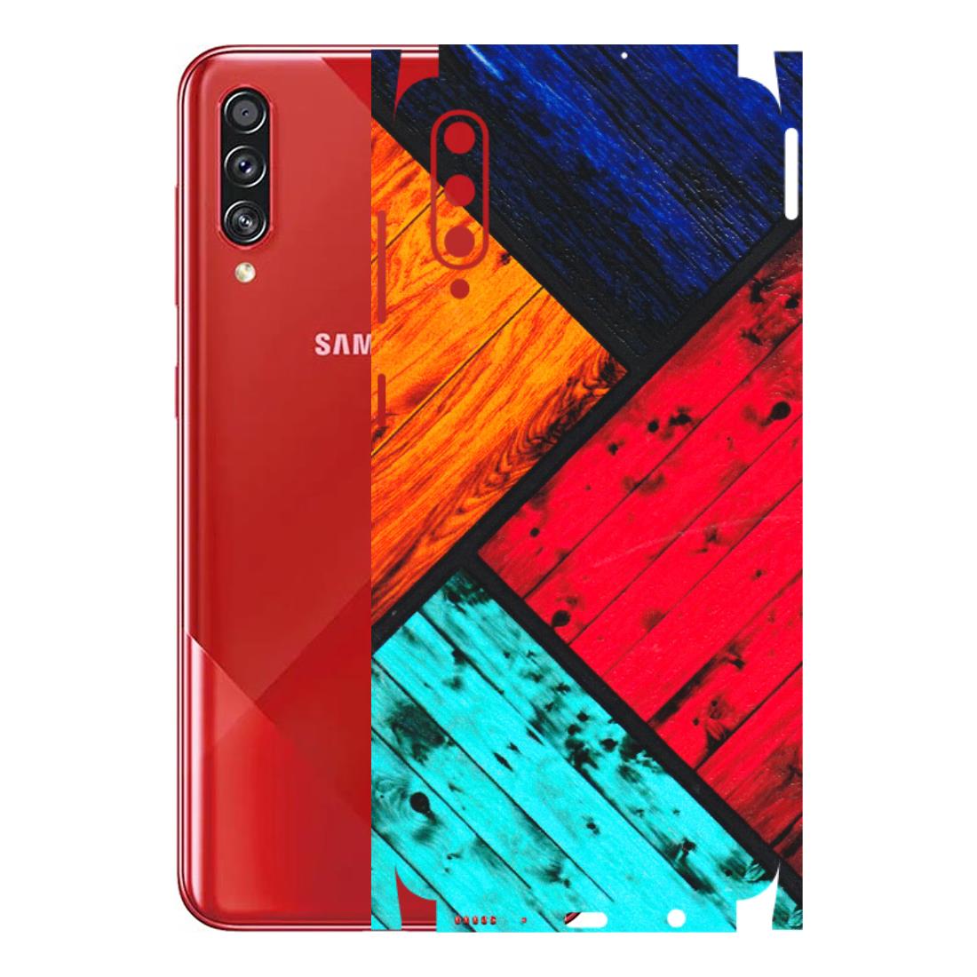 Samsung A/S Series Phone Skins (All Models) - Colourful Wood Panels Abstract - 3D Embossed Finish (L-09) Samsung Galaxy A70s