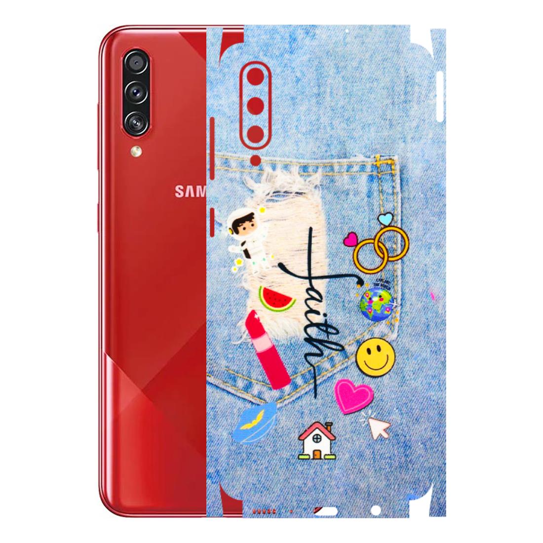 Samsung A/S Series Phone Skins (All Models) - Denim Jeans Pocket - 3D Embossed Finish (L-134) Samsung Galaxy A70s