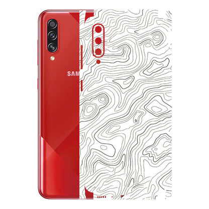 Samsung A/S Series Phone Skins (All Models) - White Black Swirls - 3D Embossed Finish (L-219) Samsung Galaxy A70s