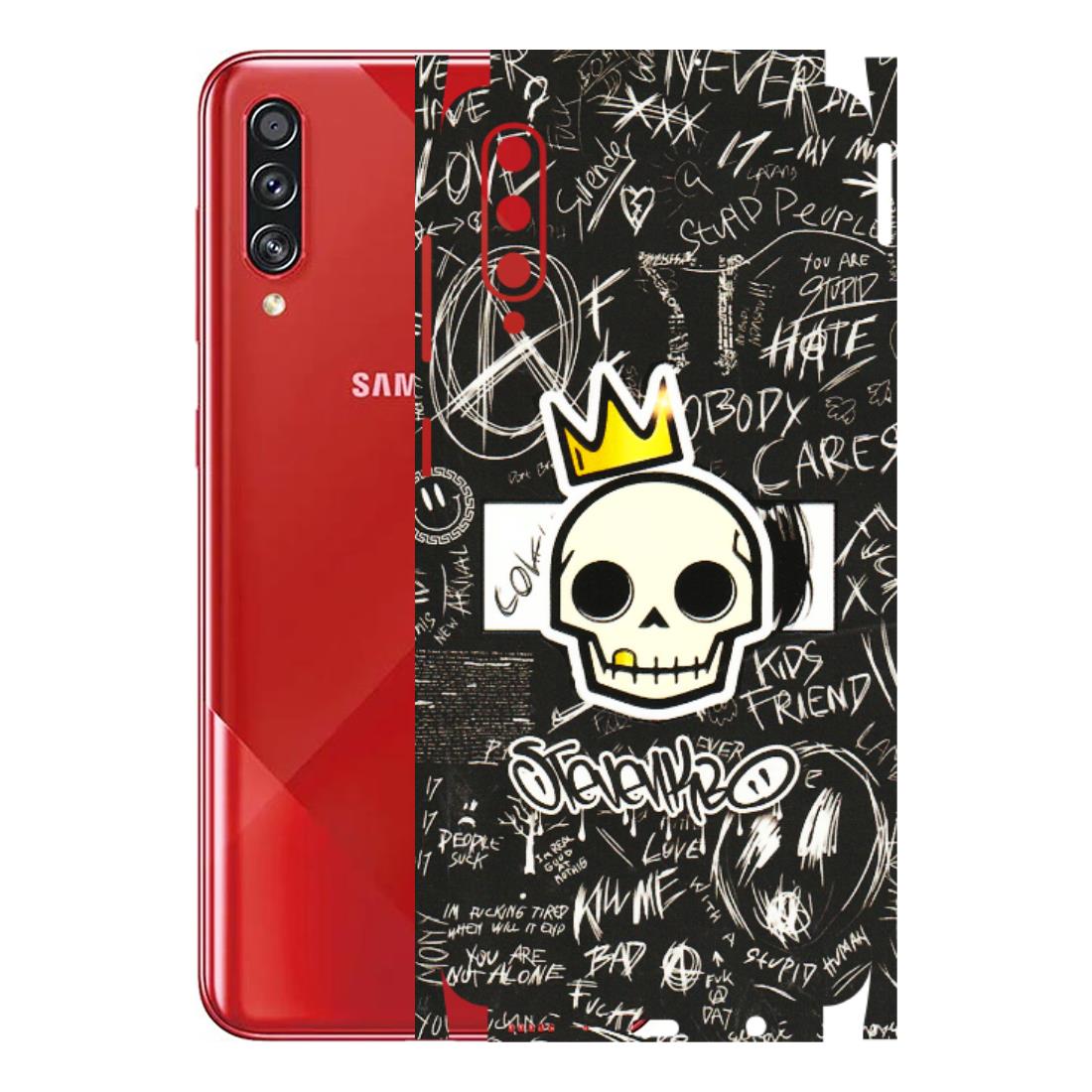 Samsung A/S Series Phone Skins (All Models) - Funny Skull Black Chalk Grafitti - 3D Embossed Finish (L-22) Samsung Galaxy A70s