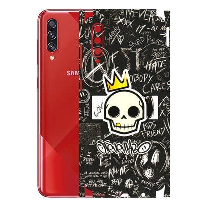 Samsung A/S Series Phone Skins (All Models) - Funny Skull Black Chalk Grafitti - 3D Embossed Finish (L-22) Samsung Galaxy A70s