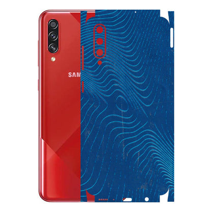Samsung A/S Series Phone Skins (All Models) - Abstract Blue Line Map - 3D Embossed Finish (L-272) Samsung Galaxy A70s