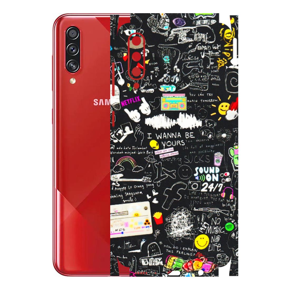 Samsung A/S Series Phone Skins (All Models) - Black Creatives Doodles - 3D Embossed Finish (L-311) Samsung Galaxy A70s