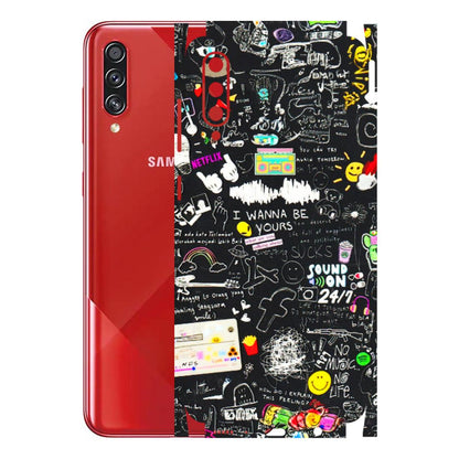 Samsung A/S Series Phone Skins (All Models) - Black Creatives Doodles - 3D Embossed Finish (L-311) Samsung Galaxy A70s