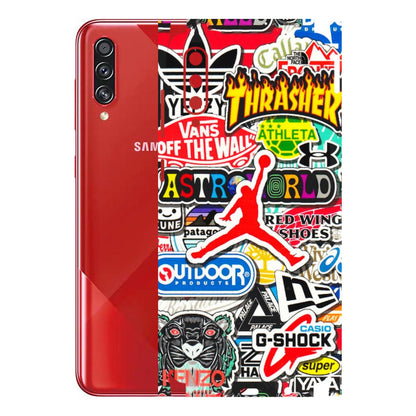 Samsung A/S Series Phone Skins (All Models) - Multi Brands Sticker Graffiti - 3D Embossed Finish (L-37) Samsung Galaxy A70s