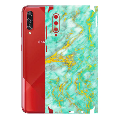 Samsung A/S Series Phone Skins (All Models) - Green And Gold Marble Feel - Matte Finish (M-16) Samsung Galaxy A70s