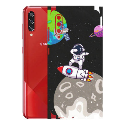 Samsung A/S Series Phone Skins (All Models) - Astronaut Vibing Toon Running - Matte Finish (M-39) Samsung Galaxy A70s