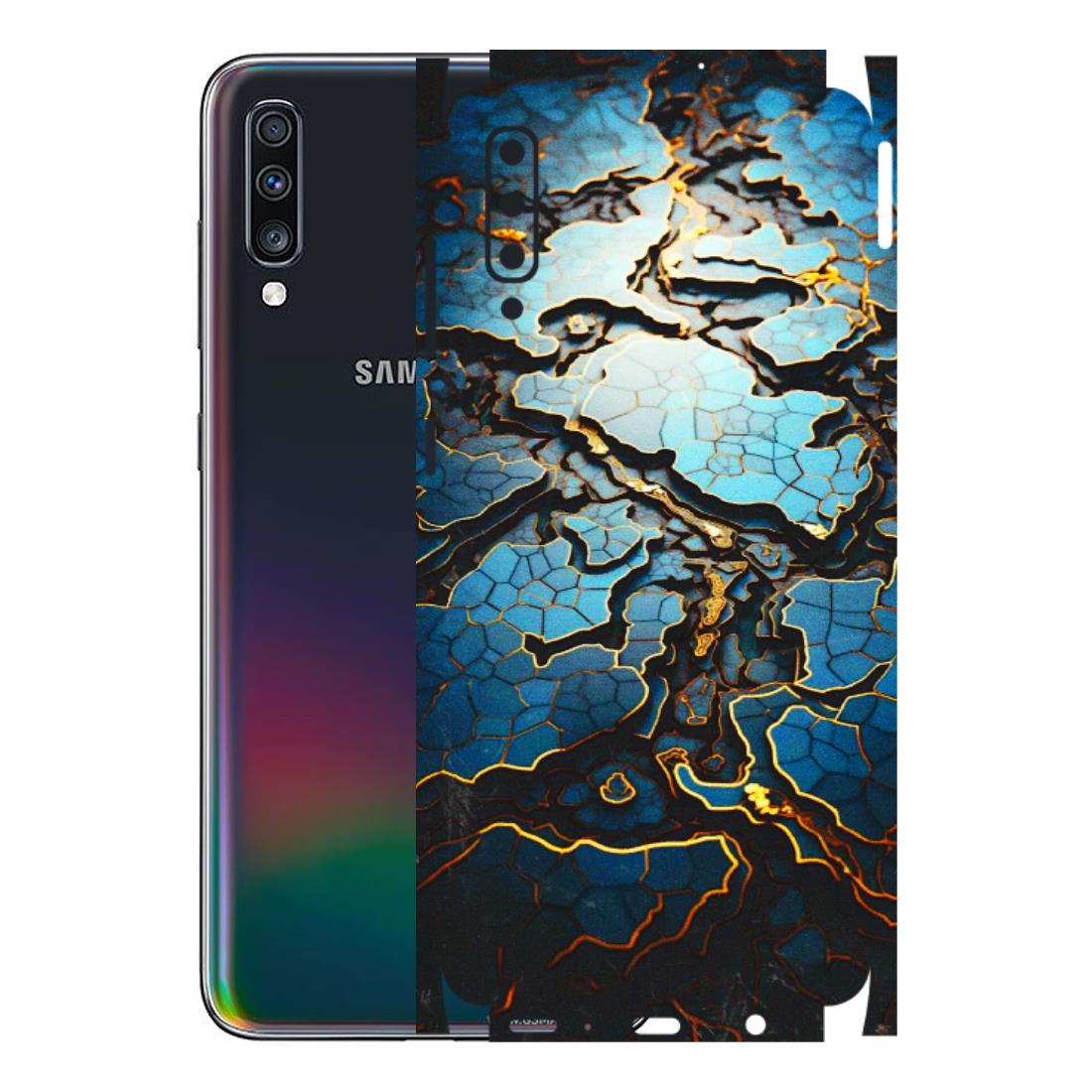 Samsung A/S Series Phone Skins (All Models) - Blue Gold Abstract - 3D Embossed Finish (L-11) Samsung Galaxy A70