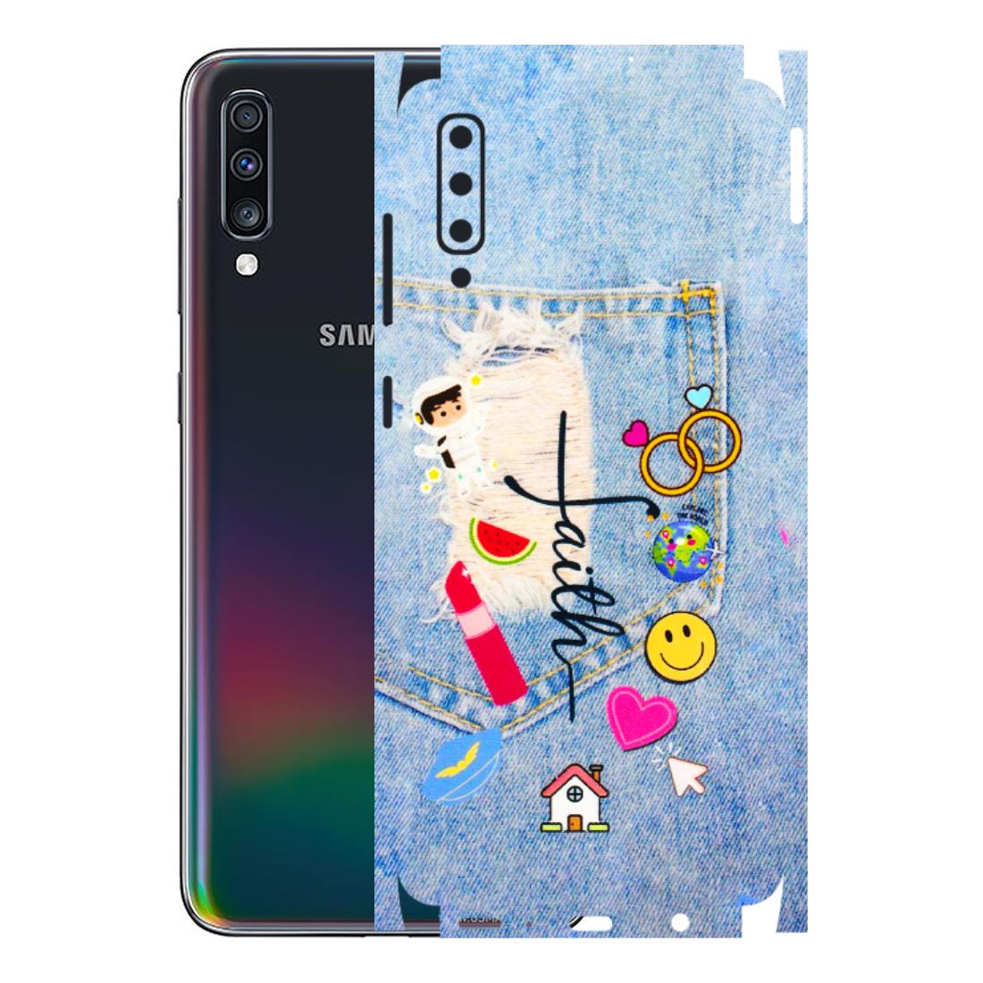 Samsung A/S Series Phone Skins (All Models) - Denim Jeans Pocket - 3D Embossed Finish (L-134) Samsung Galaxy A70