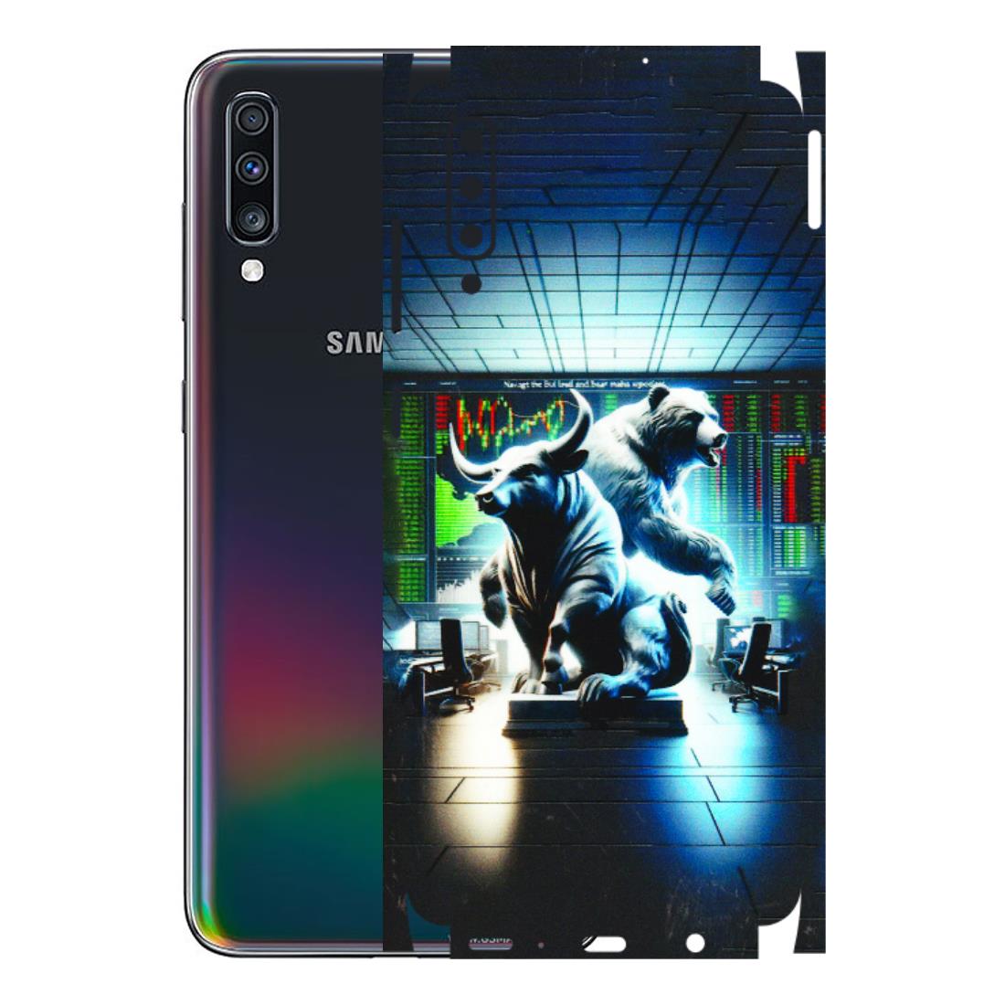 Samsung A/S Series Phone Skins (All Models) - Stock Market Sensex Bear vs Bulls - 3D Embossed Finish (L-15) Samsung Galaxy A70