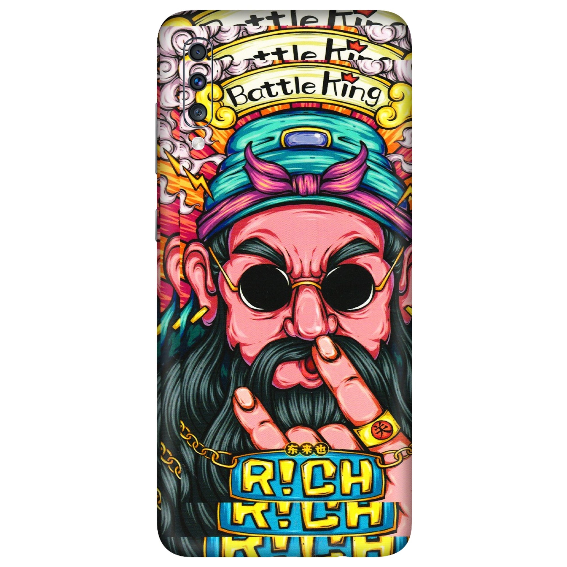 Samsung A/S Series Phone Skins (All Models) - Battle King Dude Face - 3D Embossed Finish (L-178) Samsung Galaxy A70