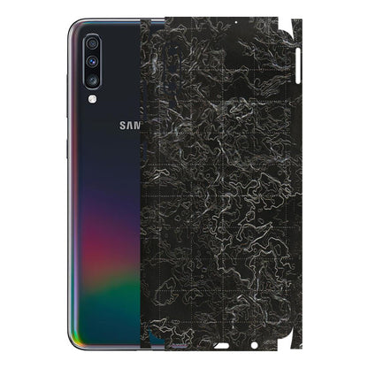 Samsung A/S Series Phone Skins (All Models) - Black map Texture - 3D Embossed Finish (L-201) Samsung Galaxy A70