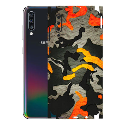 Samsung A/S Series Phone Skins (All Models) - Orange Camouflage - 3D Embossed Finish (L-204) Samsung Galaxy A70