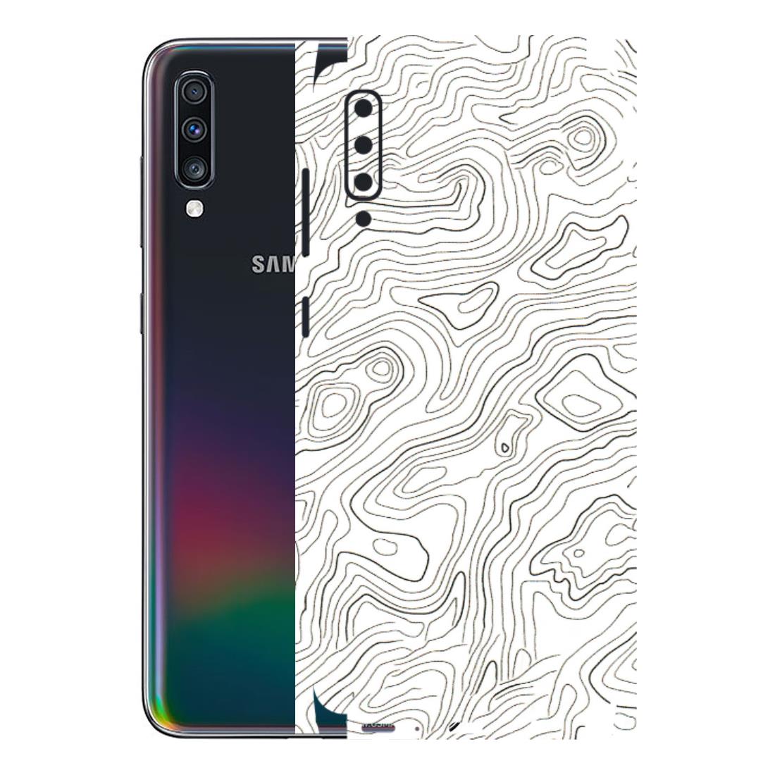 Samsung A/S Series Phone Skins (All Models) - White Black Swirls - 3D Embossed Finish (L-219) Samsung Galaxy A70