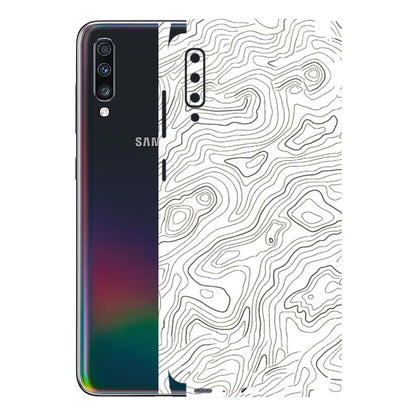 Samsung A/S Series Phone Skins (All Models) - White Black Swirls - 3D Embossed Finish (L-219) Samsung Galaxy A70