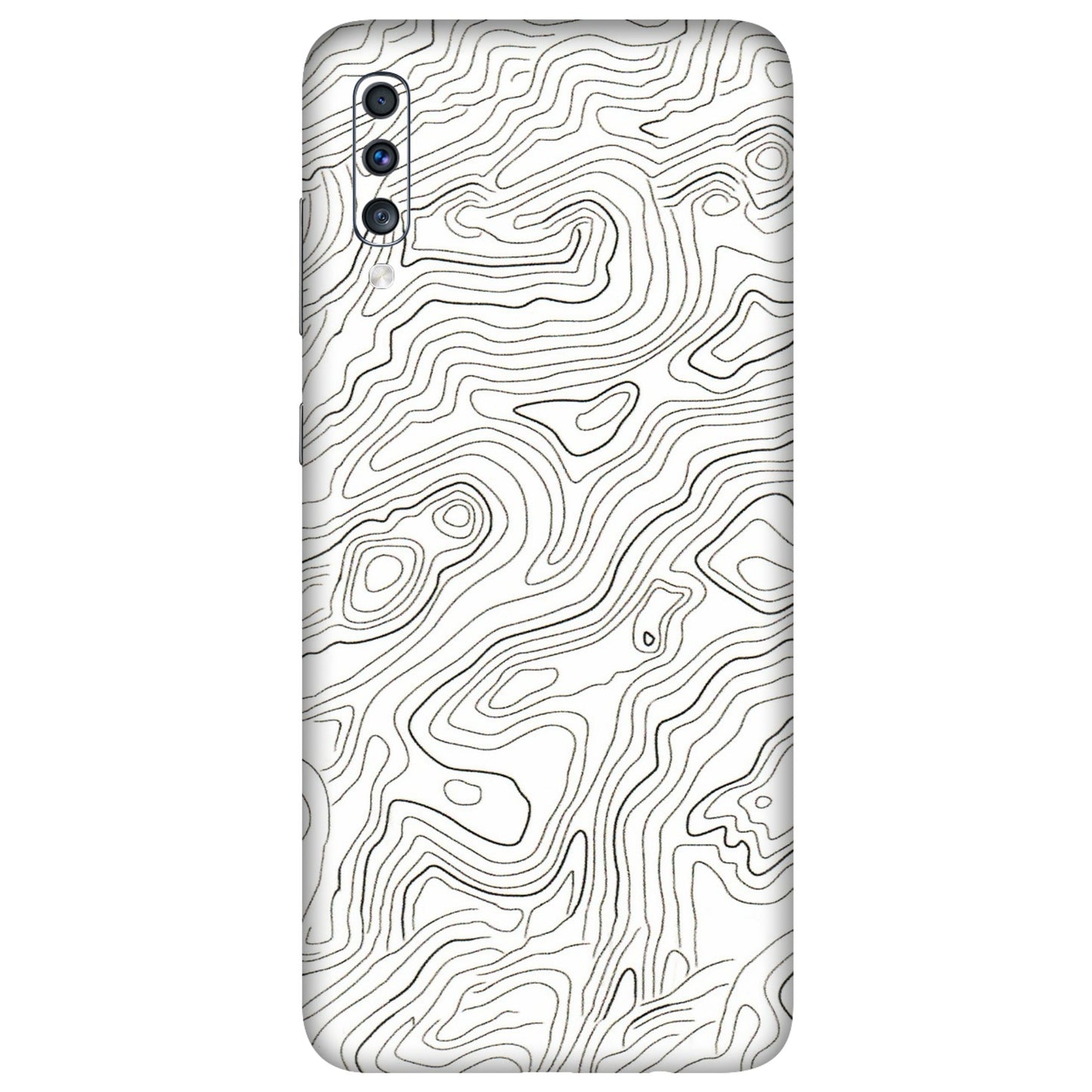 Samsung A/S Series Phone Skins (All Models) - White Black Swirls - 3D Embossed Finish (L-219) Samsung Galaxy A70