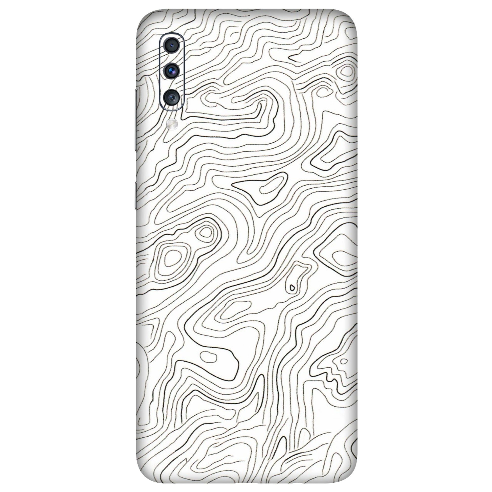 Samsung A/S Series Phone Skins (All Models) - White Black Swirls - 3D Embossed Finish (L-219) Samsung Galaxy A70