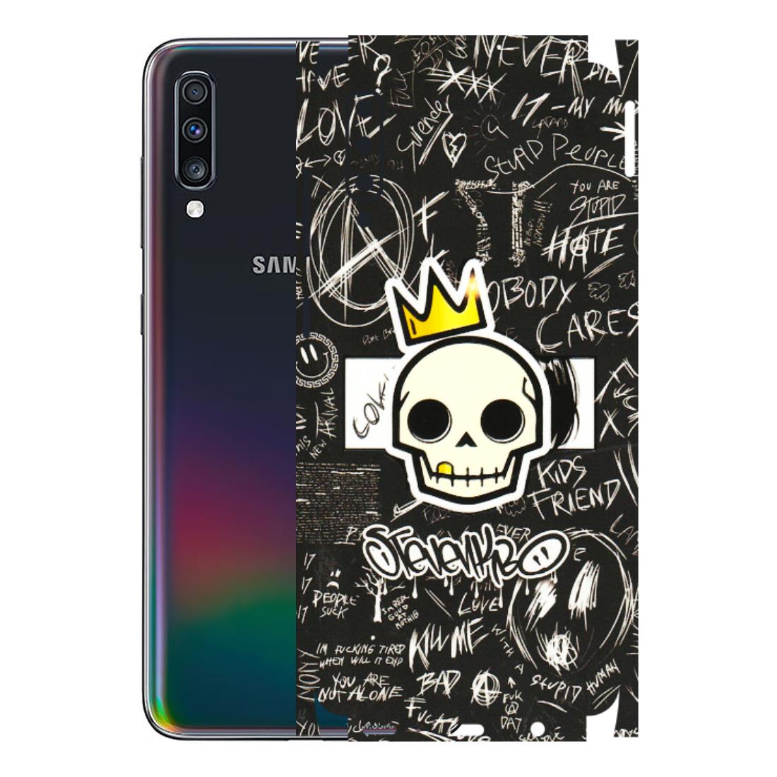 Samsung A/S Series Phone Skins (All Models) - Funny Skull Black Chalk Grafitti - 3D Embossed Finish (L-22) Samsung Galaxy A70