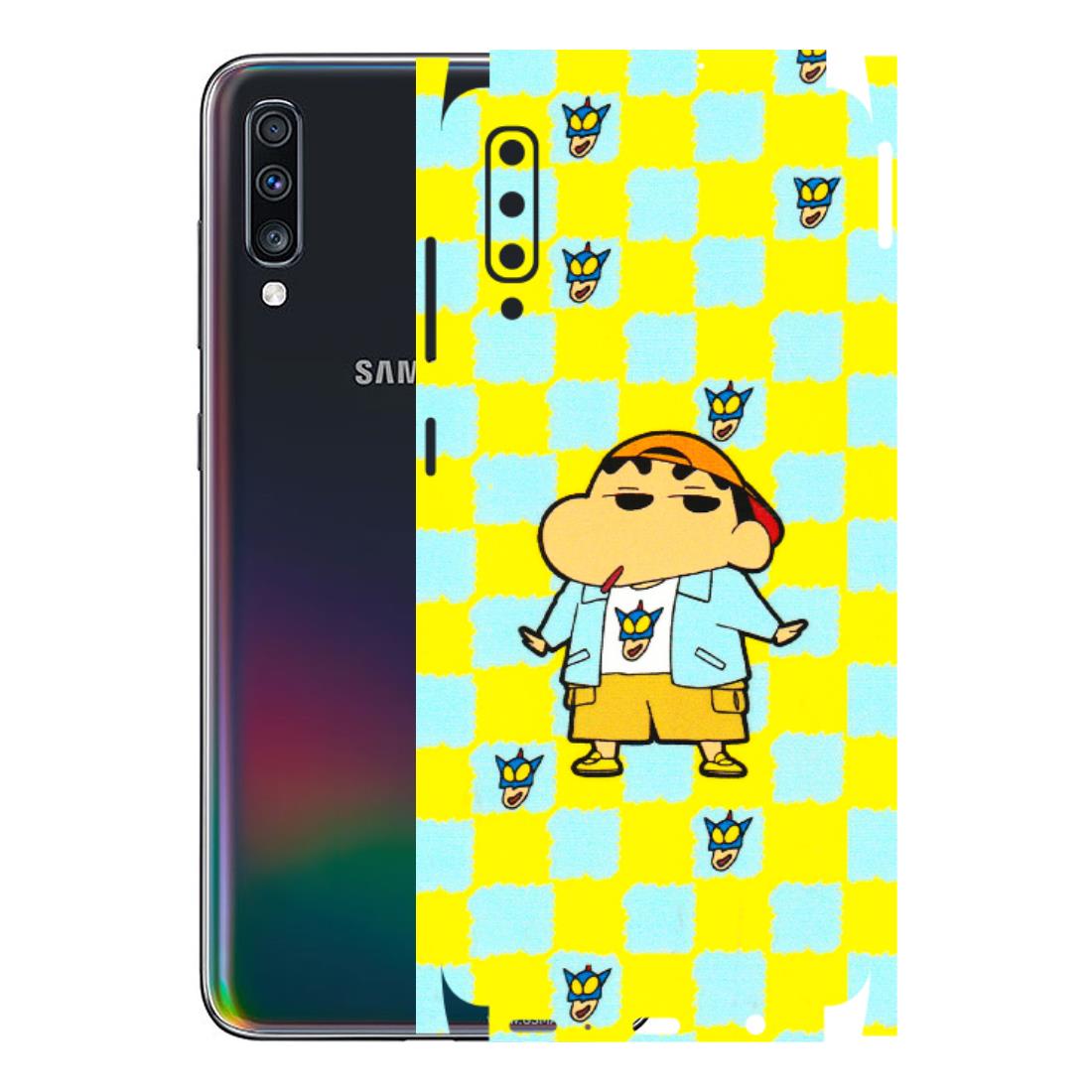 Samsung A/S Series Phone Skins (All Models) - Yellow Blue Shinchan Cute - 3D Embossed Finish (L-221) Samsung Galaxy A70