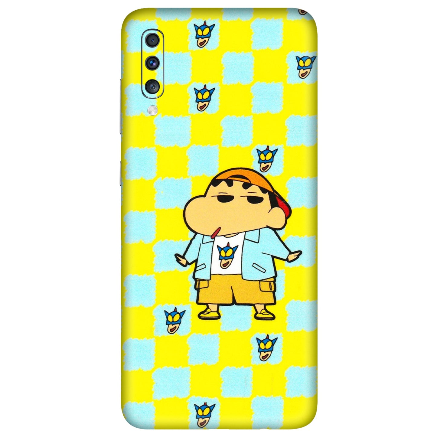 Samsung A/S Series Phone Skins (All Models) - Yellow Blue Shinchan Cute - 3D Embossed Finish (L-221) Samsung Galaxy A70