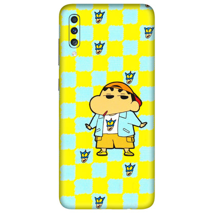 Samsung A/S Series Phone Skins (All Models) - Yellow Blue Shinchan Cute - 3D Embossed Finish (L-221) Samsung Galaxy A70