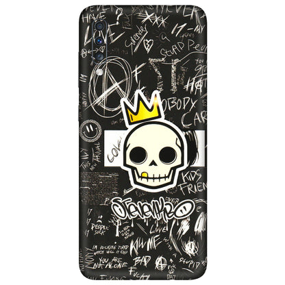 Samsung A/S Series Phone Skins (All Models) - Funny Skull Black Chalk Grafitti - 3D Embossed Finish (L-22) Samsung Galaxy A70