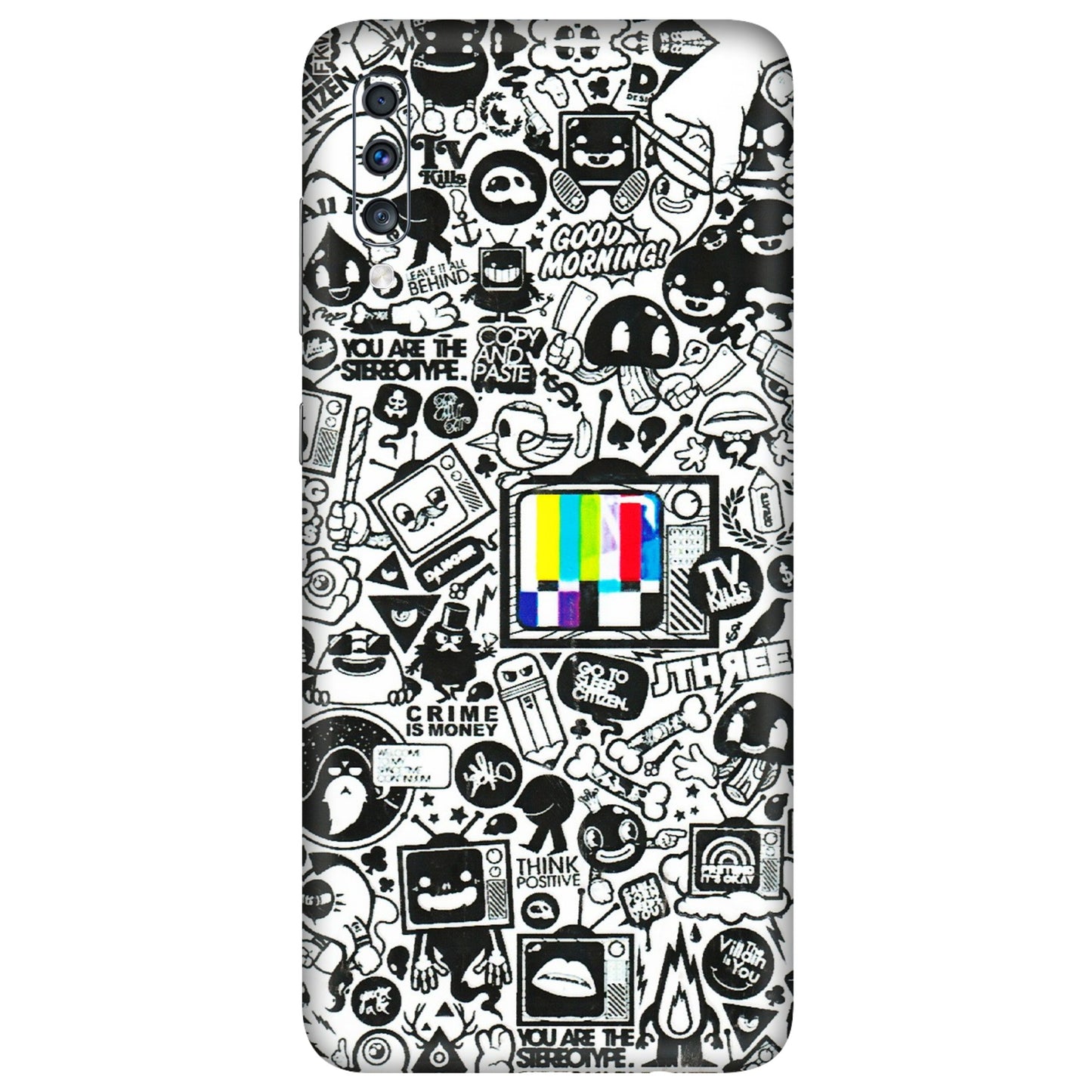 Samsung A/S Series Phone Skins (All Models) - Doodles Positive Art - 3D Embossed Finish (L-263) Samsung Galaxy A70