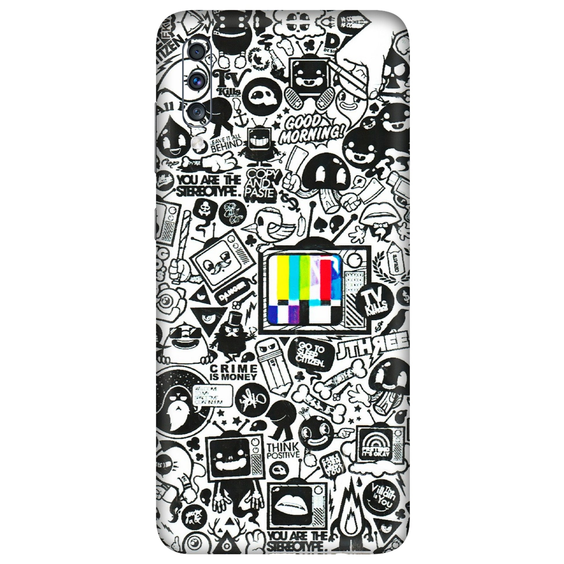 Samsung A/S Series Phone Skins (All Models) - Doodles Positive Art - 3D Embossed Finish (L-263) Samsung Galaxy A70