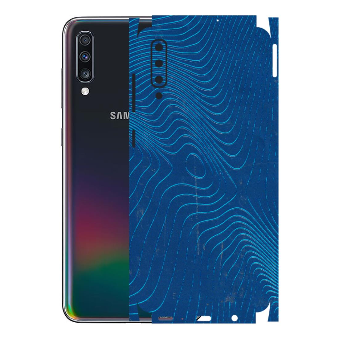 Samsung A/S Series Phone Skins (All Models) - Abstract Blue Line Map - 3D Embossed Finish (L-272) Samsung Galaxy A70
