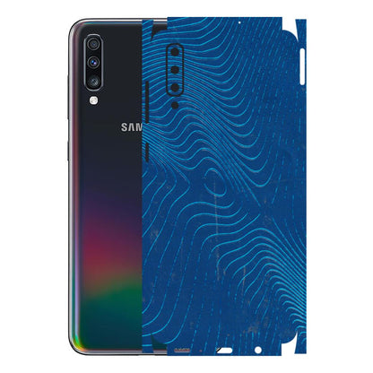 Samsung A/S Series Phone Skins (All Models) - Abstract Blue Line Map - 3D Embossed Finish (L-272) Samsung Galaxy A70