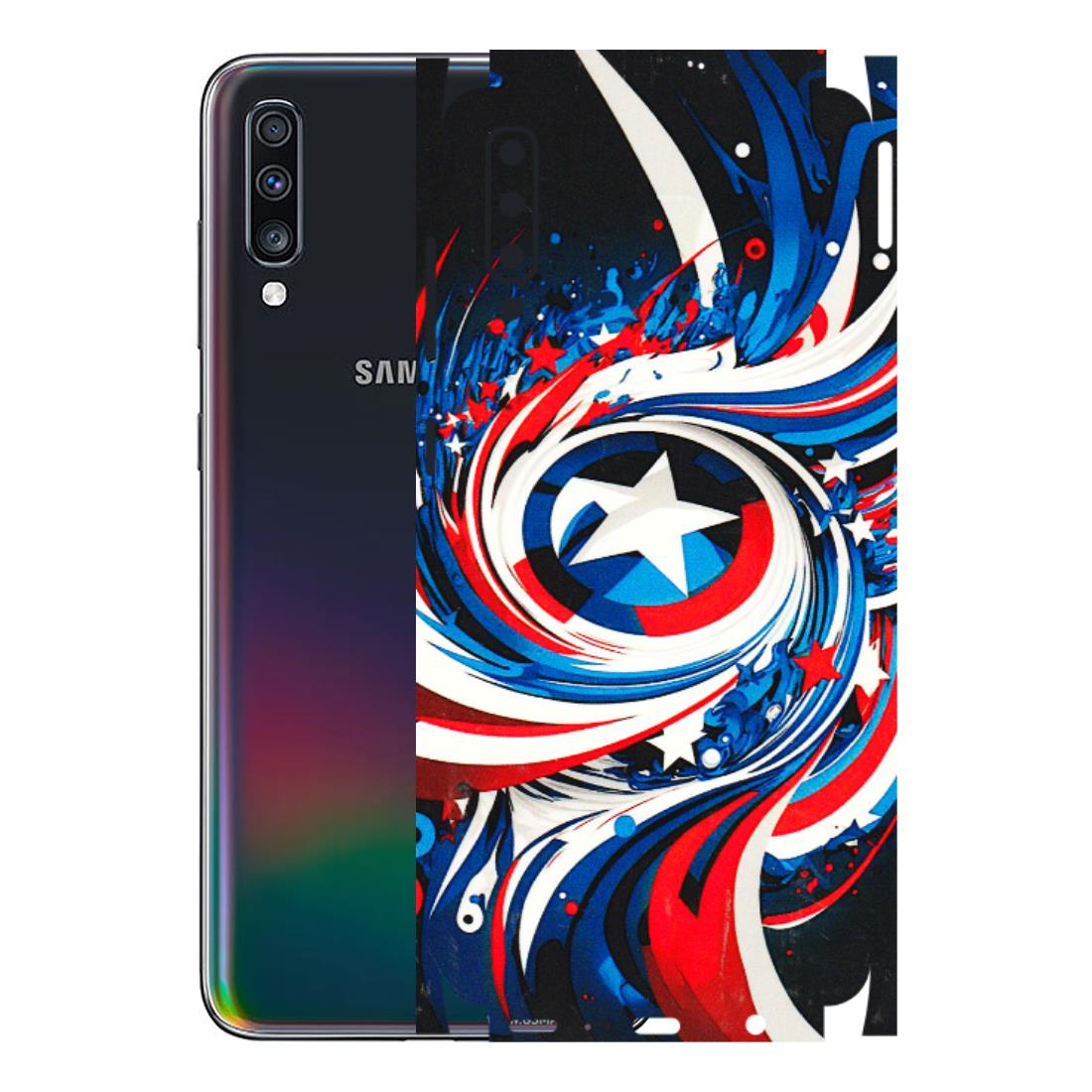Samsung A/S Series Phone Skins (All Models) - Captain America Logo - 3D Embossed Finish (L-307) Samsung Galaxy A70