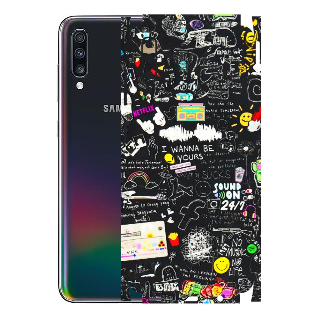 Samsung A/S Series Phone Skins (All Models) - Black Creatives Doodles - 3D Embossed Finish (L-311) Samsung Galaxy A70