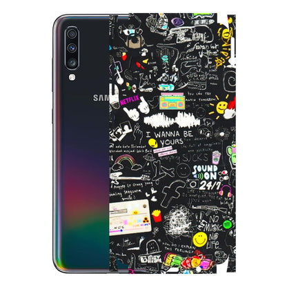 Samsung A/S Series Phone Skins (All Models) - Black Creatives Doodles - 3D Embossed Finish (L-311) Samsung Galaxy A70