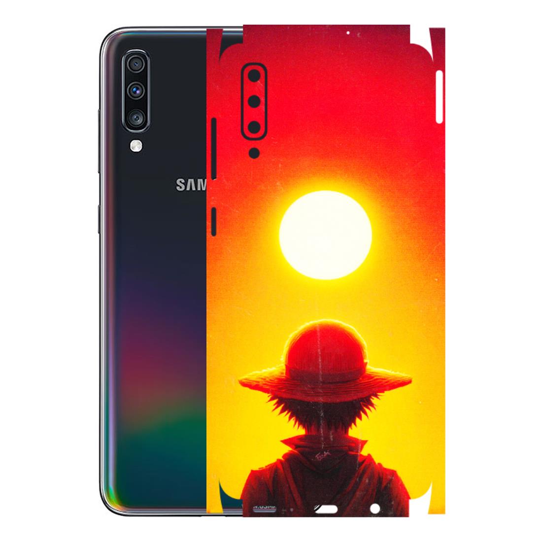 Samsung A/S Series Phone Skins (All Models) - Cool Sunset With Monkey D.Luffy Anime - 3D Embossed Finish (L-329) Samsung Galaxy A70