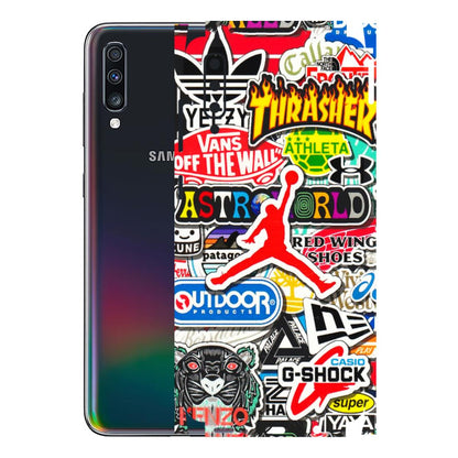 Samsung A/S Series Phone Skins (All Models) - Multi Brands Sticker Graffiti - 3D Embossed Finish (L-37) Samsung Galaxy A70