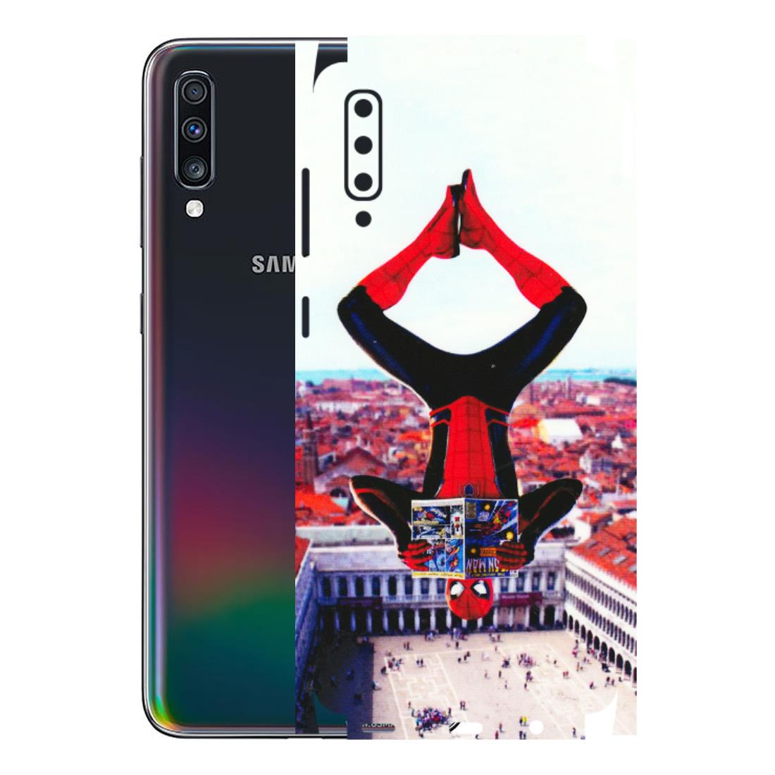Samsung A/S Series Phone Skins (All Models) - Spiderman Hanging - 3D Embossed Finish (L-53) Samsung Galaxy A70