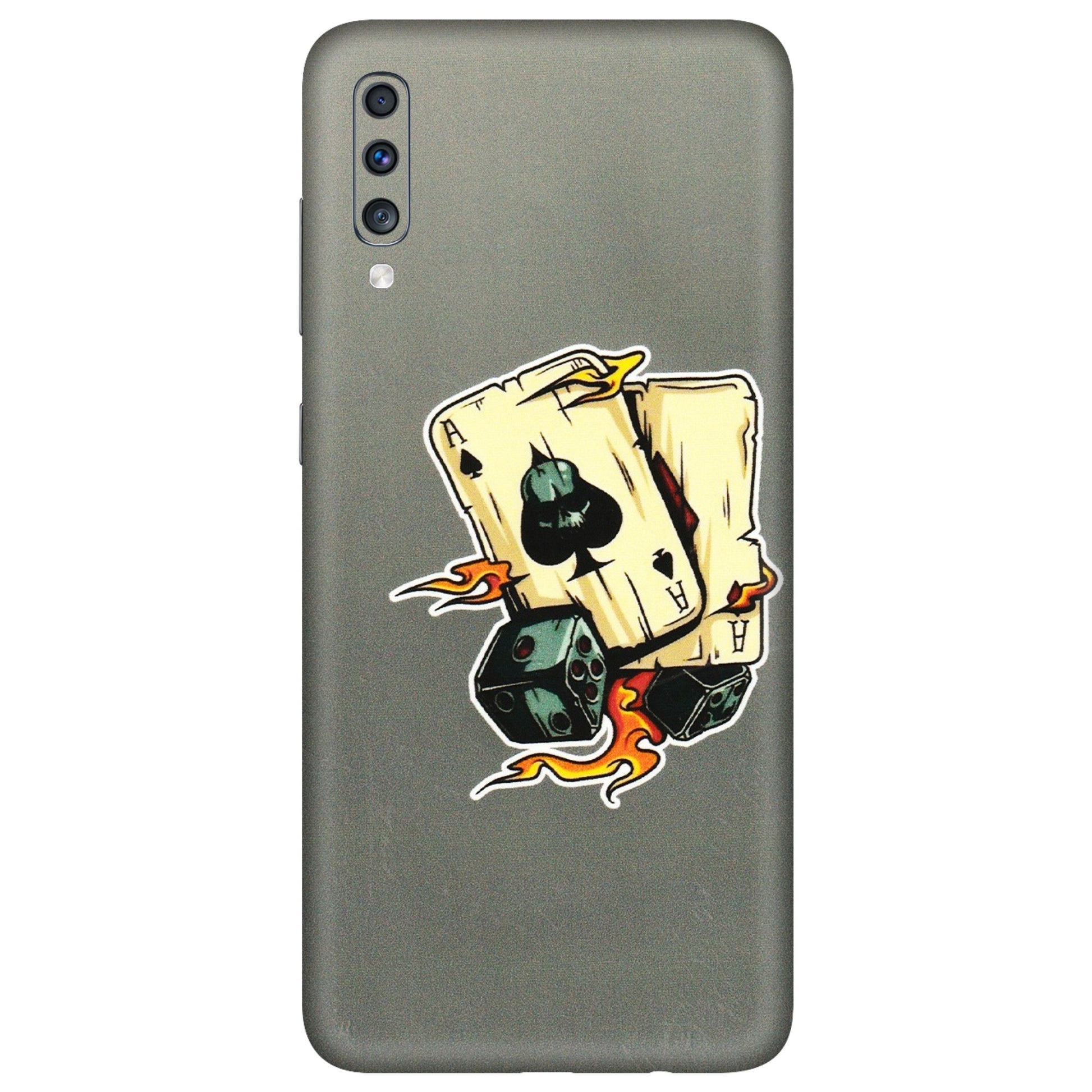 Samsung A/S Series Phone Skins (All Models) - Grey Cards Of Ace - 3D Embossed Finish (L-77) Samsung Galaxy A70