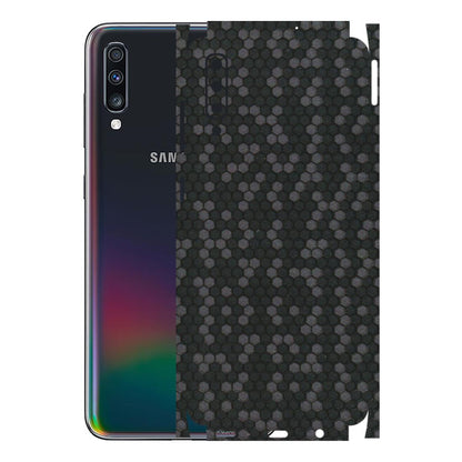 Samsung A/S Series Phone Skins (All Models) - Black Grey Honeycomb Sober - 3D Embossed Finish (L-85) Samsung Galaxy A70
